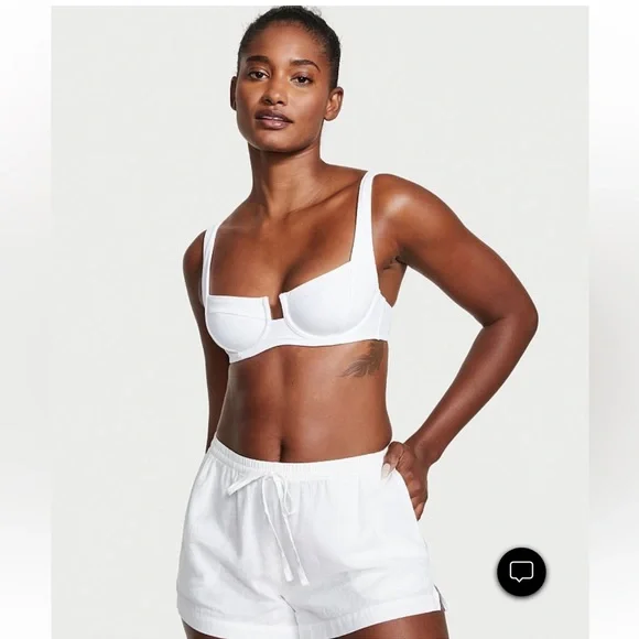 NWT Victoria’s Secret Drawstring Waist Linen Cover-up Shorts in White - Picture 4 of 13